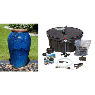 Tuscany FNT3906 Ceramic Triple Vase Complete Fountain Kit Vase Fountain Blue Thumb